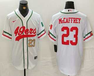 Men's San Francisco 49ers #23 Christian McCaffrey Number White Mexico Cool Base Stitched Baseball Jersey,We sell and wholesale Men's San Francisco 49ers #23 Christian McCaffrey Number White Mexico Cool Base Stitched Baseball Jersey on line form chian!